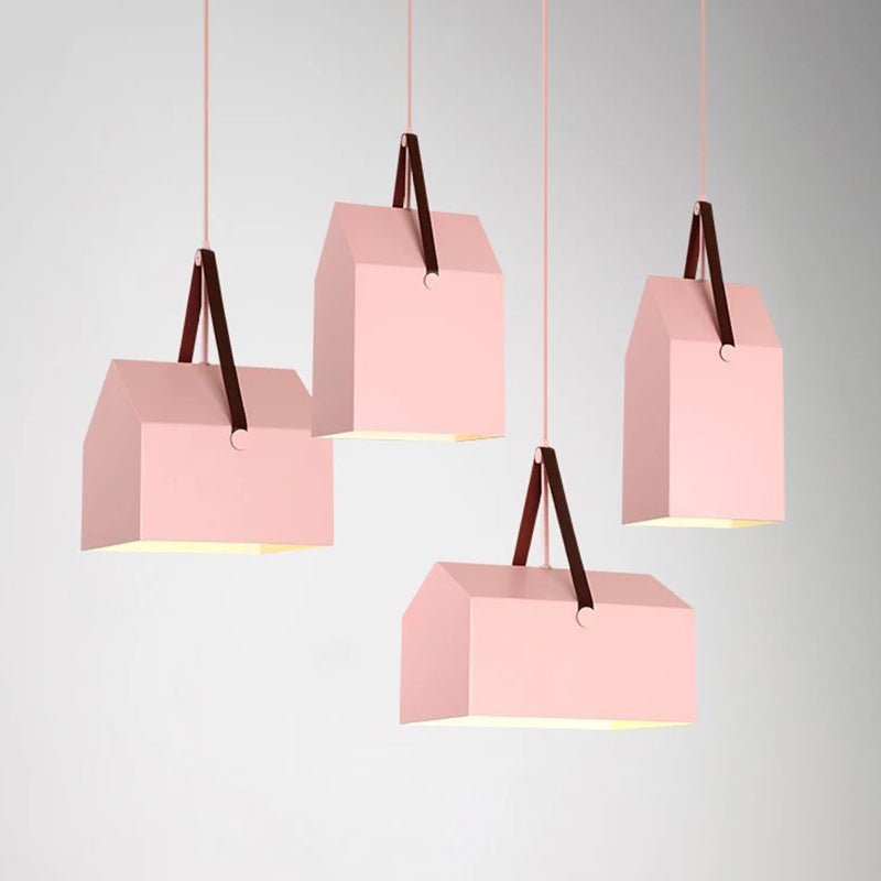 Suspension lumineuse moderne minimaliste en fer trapézoïdal rectangulaire à 1 lumière pour salon 
