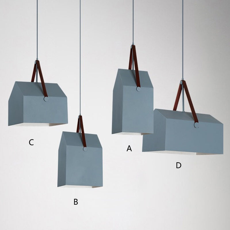 Suspension lumineuse moderne minimaliste en fer trapézoïdal rectangulaire à 1 lumière pour salon 
