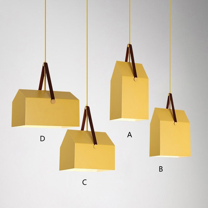 Suspension lumineuse moderne minimaliste en fer trapézoïdal rectangulaire à 1 lumière pour salon 