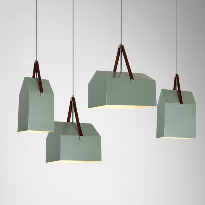Suspension lumineuse moderne minimaliste en fer trapézoïdal rectangulaire à 1 lumière pour salon 