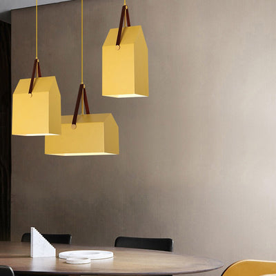 Suspension lumineuse moderne minimaliste en fer trapézoïdal rectangulaire à 1 lumière pour salon 