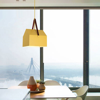 Suspension lumineuse moderne minimaliste en fer trapézoïdal rectangulaire à 1 lumière pour salon 