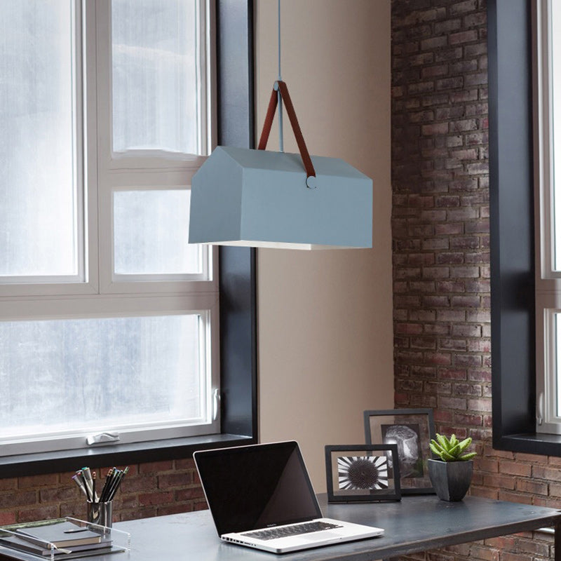 Suspension lumineuse moderne minimaliste en fer trapézoïdal rectangulaire à 1 lumière pour salon 