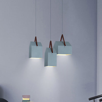Suspension lumineuse moderne minimaliste en fer trapézoïdal rectangulaire à 1 lumière pour salon 