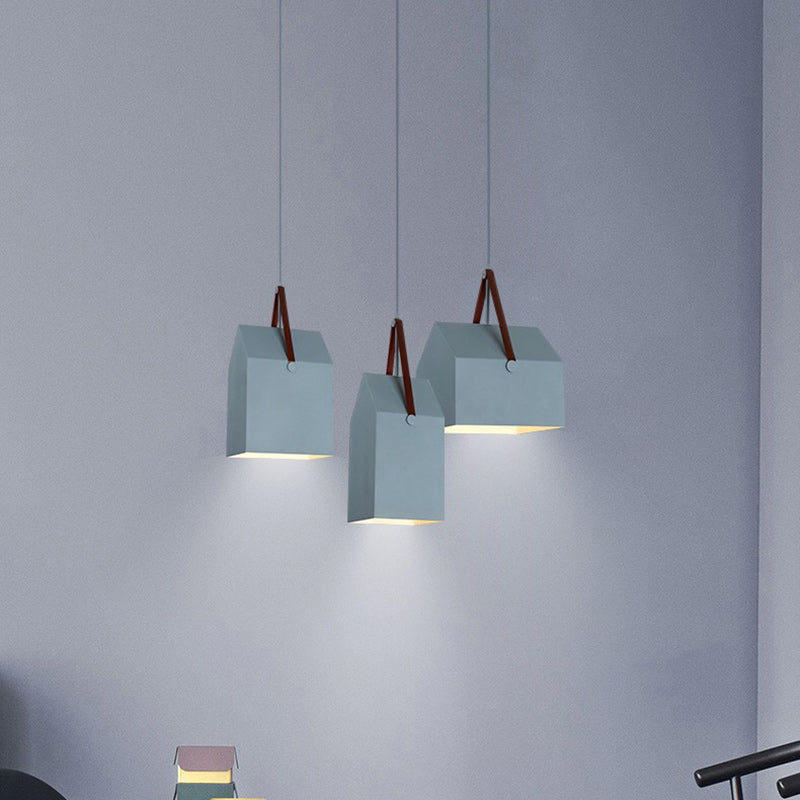 Suspension lumineuse moderne minimaliste en fer trapézoïdal rectangulaire à 1 lumière pour salon 