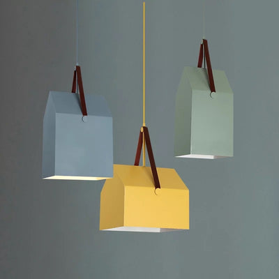 Suspension lumineuse moderne minimaliste en fer trapézoïdal rectangulaire à 1 lumière pour salon 