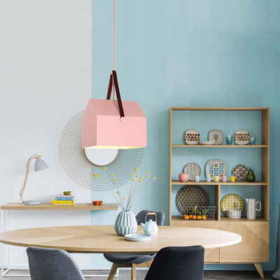 Suspension lumineuse moderne minimaliste en fer trapézoïdal rectangulaire à 1 lumière pour salon 