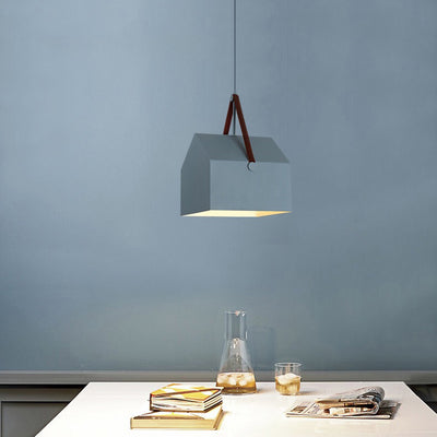Suspension lumineuse moderne minimaliste en fer trapézoïdal rectangulaire à 1 lumière pour salon 