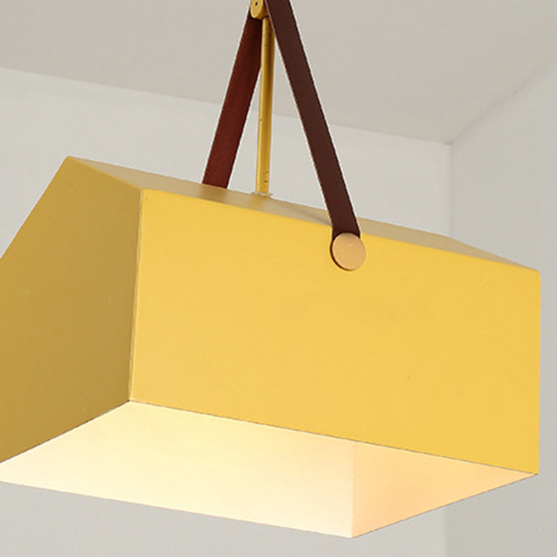 Suspension lumineuse moderne minimaliste en fer trapézoïdal rectangulaire à 1 lumière pour salon 