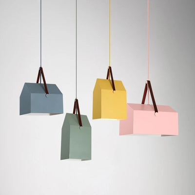 Suspension lumineuse moderne minimaliste en fer trapézoïdal rectangulaire à 1 lumière pour salon 