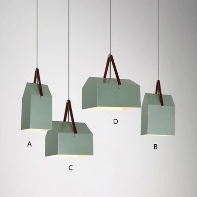 Suspension lumineuse moderne minimaliste en fer trapézoïdal rectangulaire à 1 lumière pour salon 