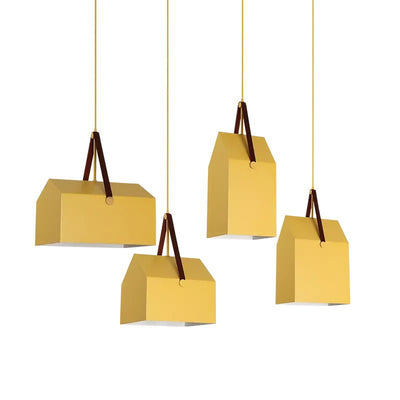 Suspension lumineuse moderne minimaliste en fer trapézoïdal rectangulaire à 1 lumière pour salon 