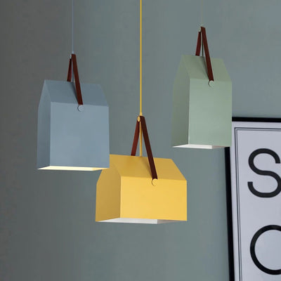 Suspension lumineuse moderne minimaliste en fer trapézoïdal rectangulaire à 1 lumière pour salon 