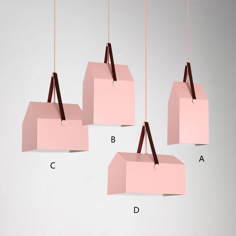 Suspension lumineuse moderne minimaliste en fer trapézoïdal rectangulaire à 1 lumière pour salon 
