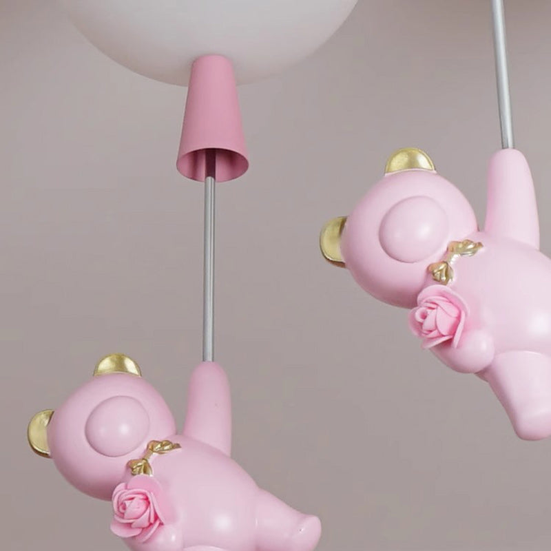 Luz de techo empotrada LED de hierro, resina y plástico con forma de oso redondo para niños creativos contemporáneos para dormitorio 