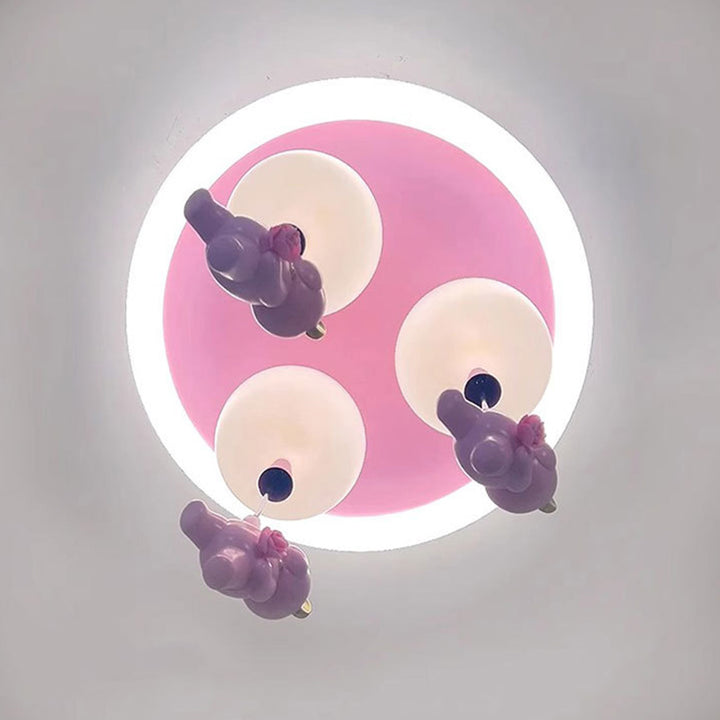 Luz de techo empotrada LED de hierro, resina y plástico con forma de oso redondo para niños creativos contemporáneos para dormitorio 