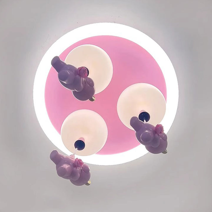 Luz de techo empotrada LED de hierro, resina y plástico con forma de oso redondo para niños creativos contemporáneos para dormitorio 