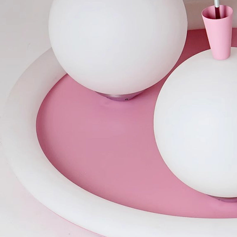 Luz de techo empotrada LED de hierro, resina y plástico con forma de oso redondo para niños creativos contemporáneos para dormitorio 