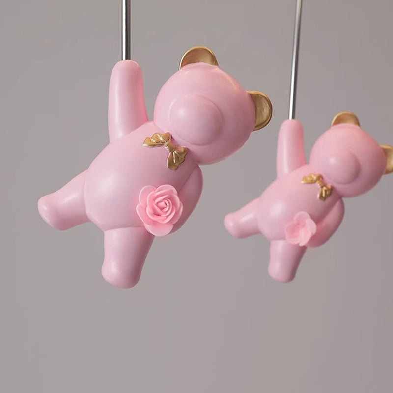 Luz de techo empotrada LED de hierro, resina y plástico con forma de oso redondo para niños creativos contemporáneos para dormitorio 