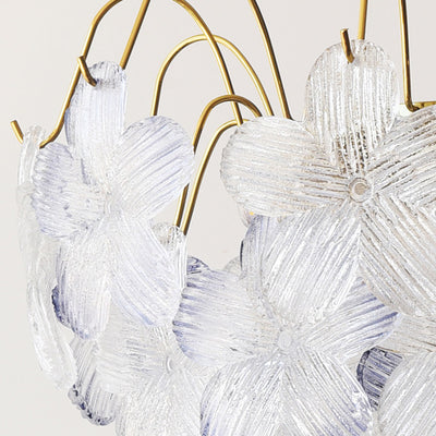 Plafonnier semi-encastré contemporain en fer et verre rond avec fleurs créatives 5/6 lumières pour salon 