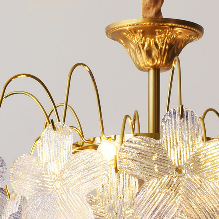 Contemporary Creative Flower Round Iron Glass 5/6 Light Chandelier For Living Room