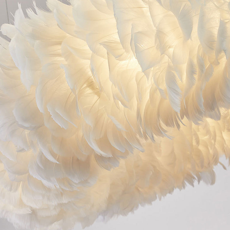 Lustre contemporain pour enfants avec abat-jour en plumes en fer à 6 lumières pour chambre 