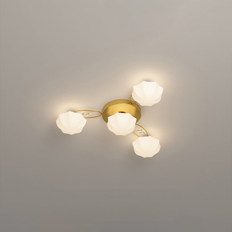 Plafonnier semi-encastré contemporain créatif crème branche fleur fer verre 4/7/9/11 lumières pour salon 