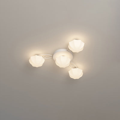 Plafonnier semi-encastré contemporain créatif crème branche fleur fer verre 4/7/9/11 lumières pour salon 