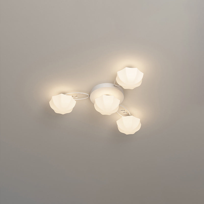Plafonnier semi-encastré contemporain créatif crème branche fleur fer verre 4/7/9/11 lumières pour salon 
