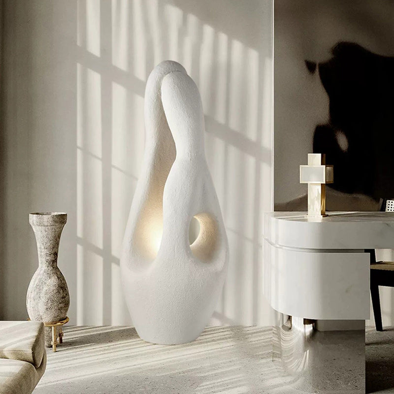 Contemporary Nordic Shaped Round Base High Density Polystyrene 1-Light Standing Floor Lamp For Living Room
