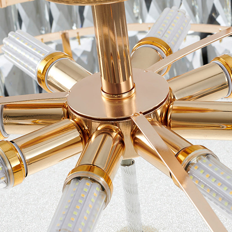 Modern Luxury Round Crystal Shade Iron Curved Rod 5/6/8 Semi-Flush Mount Ceiling Light For Living Room
