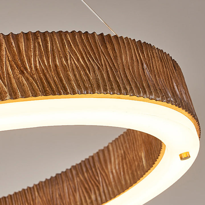 Candelabro LED de acrílico de fibra de vidrio de hierro con acabado de madera redondo contemporáneo nórdico para sala de estar 