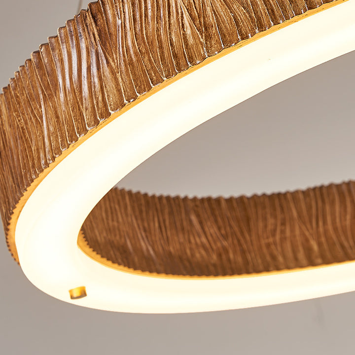 Candelabro LED de acrílico de fibra de vidrio de hierro con acabado de madera redondo contemporáneo nórdico para sala de estar 