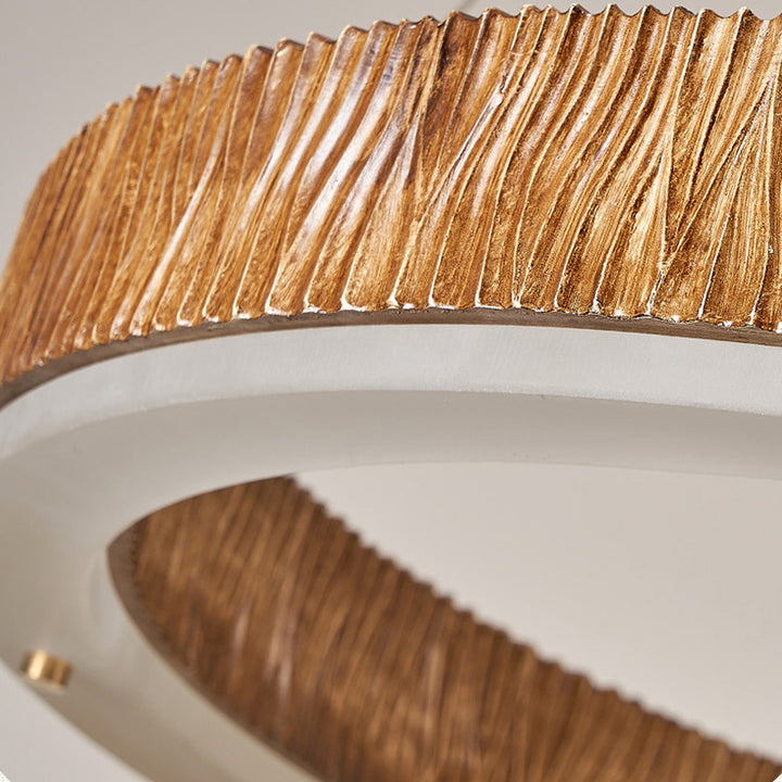 Candelabro LED de acrílico de fibra de vidrio de hierro con acabado de madera redondo contemporáneo nórdico para sala de estar 