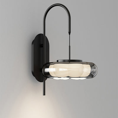 Lámpara de Aplique de Pared LED de Plástico con Pantalla de Vidrio Redonda de Hierro Curvado Minimalista Moderna para Sala de Estar 