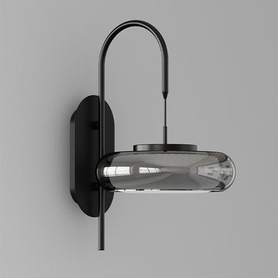 Lámpara de Aplique de Pared LED de Plástico con Pantalla de Vidrio Redonda de Hierro Curvado Minimalista Moderna para Sala de Estar 