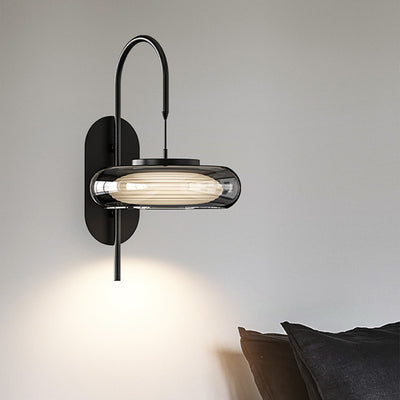 Lámpara de Aplique de Pared LED de Plástico con Pantalla de Vidrio Redonda de Hierro Curvado Minimalista Moderna para Sala de Estar 