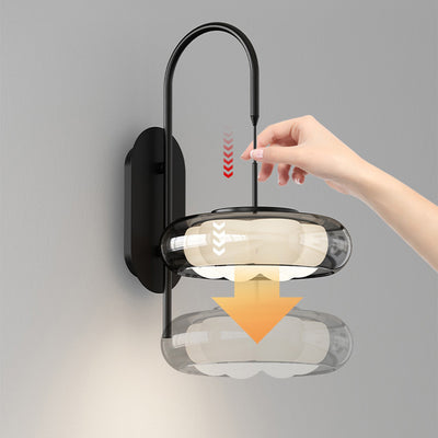 Lámpara de Aplique de Pared LED de Plástico con Pantalla de Vidrio Redonda de Hierro Curvado Minimalista Moderna para Sala de Estar 