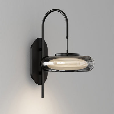 Lámpara de Aplique de Pared LED de Plástico con Pantalla de Vidrio Redonda de Hierro Curvado Minimalista Moderna para Sala de Estar 