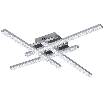 Moderne Simplicity Line Crossover-Deckenleuchte mit Edelstahlrahmen und Acrylschirm, halbbündige LED-Deckenleuchte für Wohnzimmer 