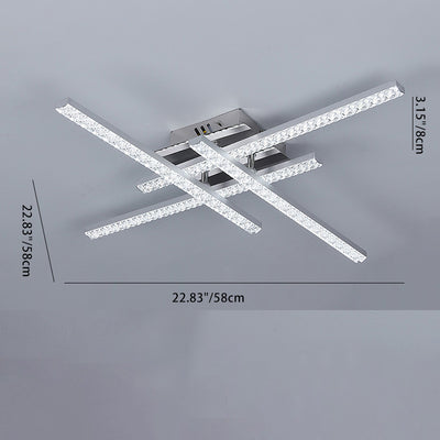 Moderne Simplicity Line Crossover-Deckenleuchte mit Edelstahlrahmen und Acrylschirm, halbbündige LED-Deckenleuchte für Wohnzimmer 