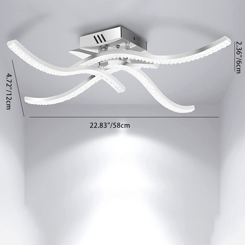 Ligne de Simplicité Moderne Cadre en Acier Inoxydable Croisé Abat-jour en Acrylique Plafonnier Semi-Encastré LED Pour Salon 