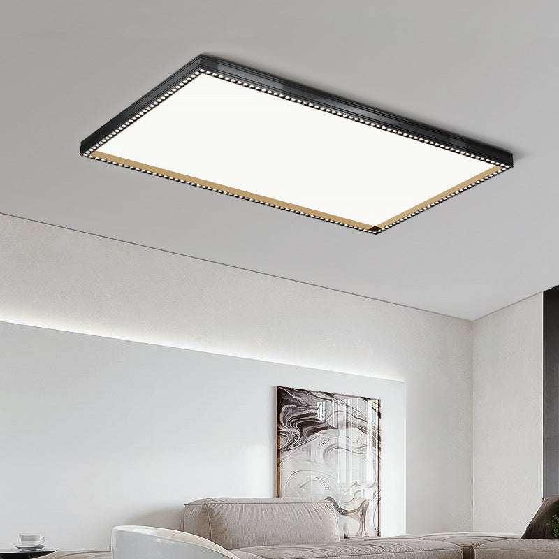 Lumière de plafond encastrée LED à cadre carré rectangulaire creux en aluminium et fer moderne minimaliste pour salon 