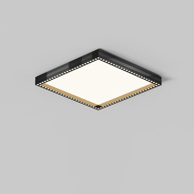 Lumière de plafond encastrée LED à cadre carré rectangulaire creux en aluminium et fer moderne minimaliste pour salon 