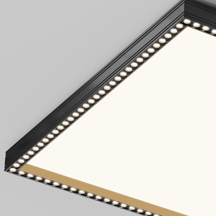 Lumière de plafond encastrée LED à cadre carré rectangulaire creux en aluminium et fer moderne minimaliste pour salon 