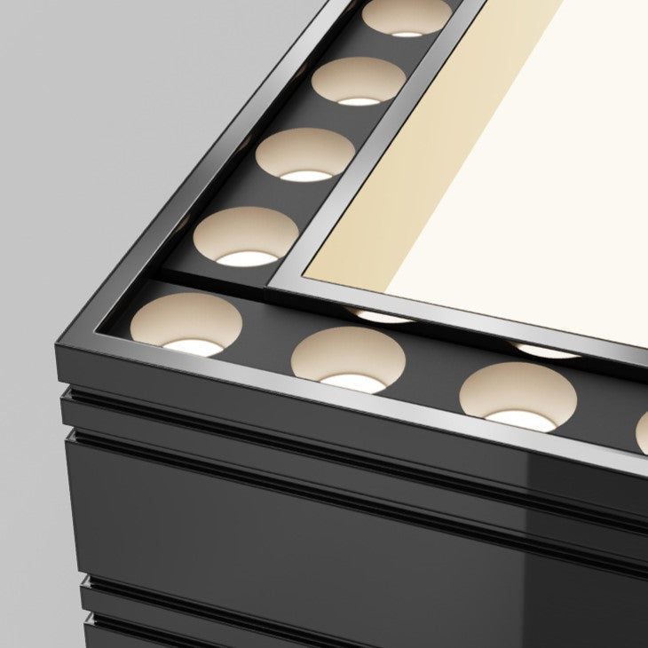 Lumière de plafond encastrée LED à cadre carré rectangulaire creux en aluminium et fer moderne minimaliste pour salon 