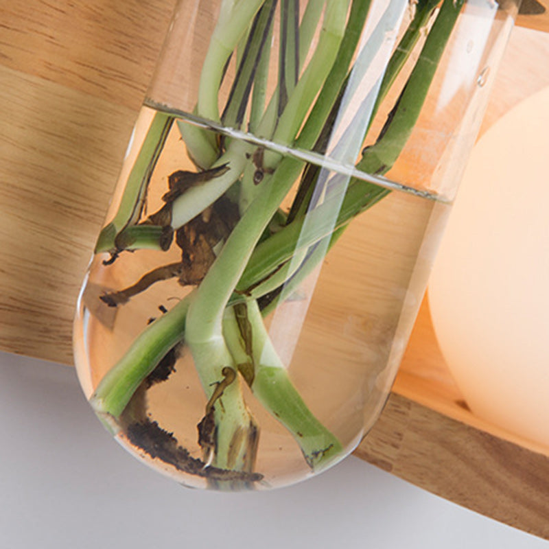 Applique Murale 1 Lumière Moderne Minimaliste en Bois avec Abat-Jour en Verre Rond et Cylindrique pour Salon 