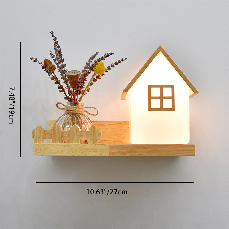 Lámpara de Aplique de Pared de 1 Luz de Madera con Pantalla de Vidrio Rectangular Retorcida Cuadrada Creativa Contemporánea para Dormitorio 