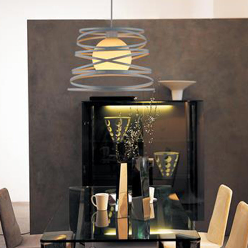 Lámpara Colgante de 1 Luz de Forma de Resorte de Bobina Redonda de Hierro de Simplicidad Moderna Para Sala de Estar 