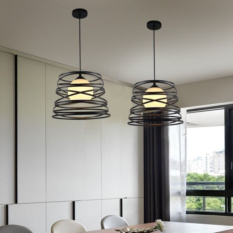 Lámpara Colgante de 1 Luz de Forma de Resorte de Bobina Redonda de Hierro de Simplicidad Moderna Para Sala de Estar 
